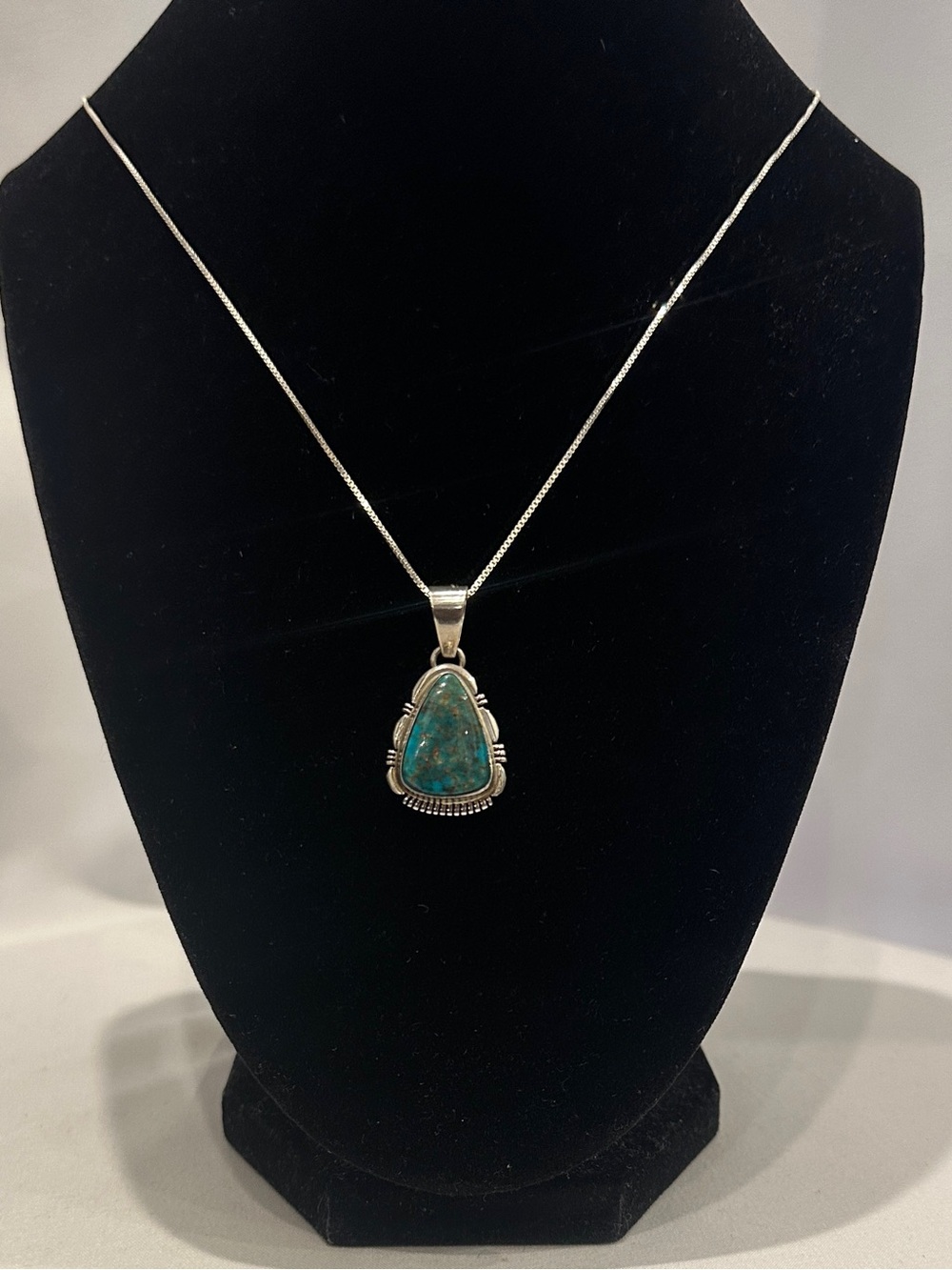 Vintage Sterling Silver Genuine Turquoise Pendant | Southwestern Navajo Style